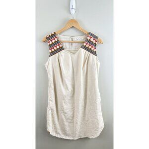 Solitaire Women's Sz Md Sleeveless Crochet Top Mini Dress Pockets Boho Pockets